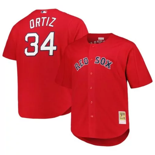 Custom David ortiz boston red sox cooperstown collection batting practice jersey red 9672