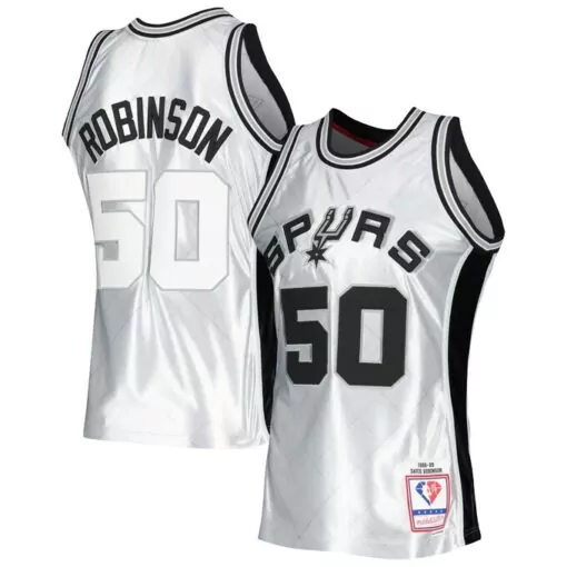 Personalized David robinson san antonio spurs 199899 classics 75th anniversary jersey platinum 4855