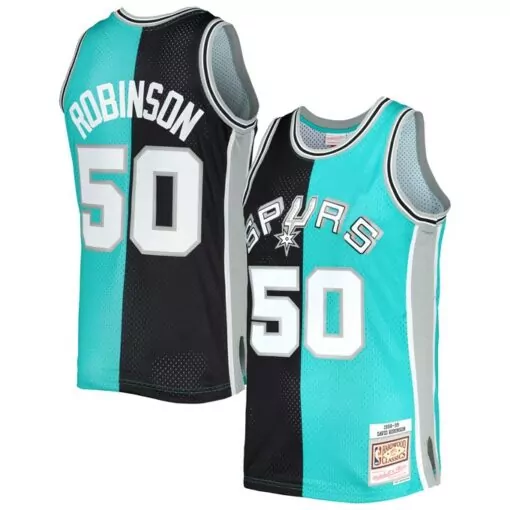 Customizable David robinson san antonio spurs classics 199899 split jersey blackteal 4871