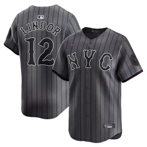 Personalized Francisco lindor new york mets 2024 city connect player jersey graphite 6478