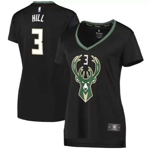 Personalized George hill milwaukee bucks womens fast break player jersey statement edition black 1415