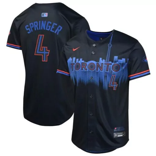 Personalized George springer toronto blue jays 2024 city connect player jersey navy 8165