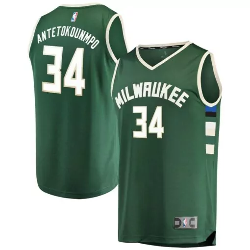 Customizable Giannis antetokounmpo milwaukee bucks fast break player jersey green icon edition 6914