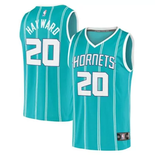 Personalized Gordon hayward charlotte hornets fast break jersey icon edition teal 4133
