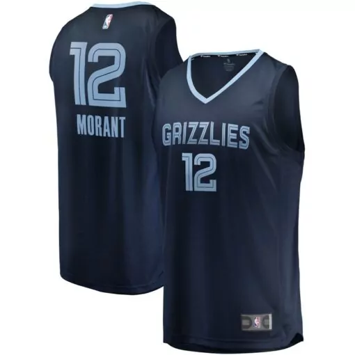 Custom Ja morant memphis grizzlies 201920 fast break jersey navy icon edition 3684