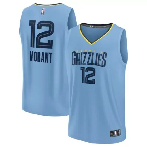 Custom Ja morant memphis grizzlies fast break player jersey statement edition light blue 4288