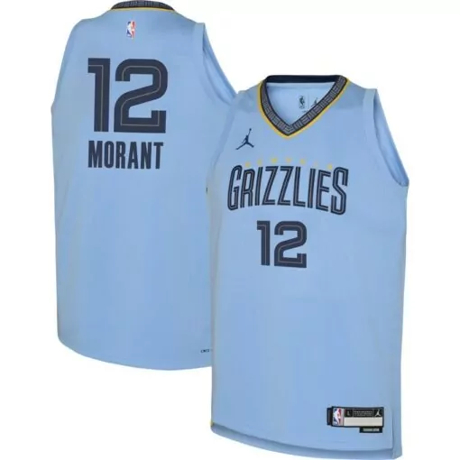 Customizable Ja morant memphis grizzlies jordan brand jersey statement edition light blue 9598
