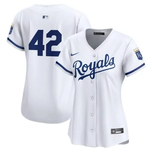 Customizable Kansas city royals womens 2024 jackie robinson day home jersey white 4155