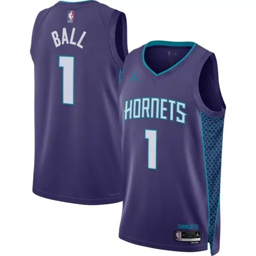 Custom Lamelo ball charlotte hornets jordan brand unisex jersey statement edition purple 2081