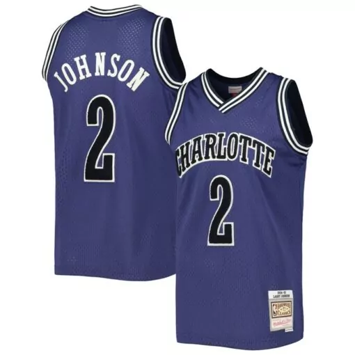 Customizable Larry johnson charlotte hornets 199495 classics offcourt jersey purple 3255