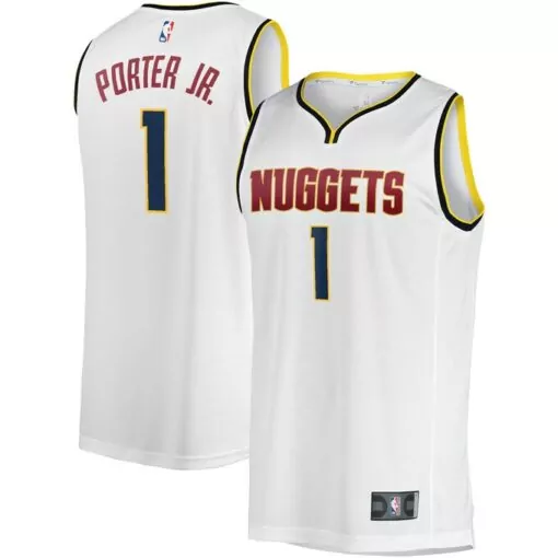 Personalized Michael porter jr denver nuggets fast break player jersey association edition white 3468