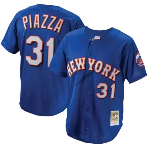 Personalized Mike piazza new york mets cooperstown collection mesh batting practice buttonup jersey royal 1842