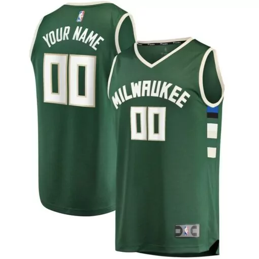 Customizable Milwaukee bucks fast break custom jersey hunter green icon edition 5439