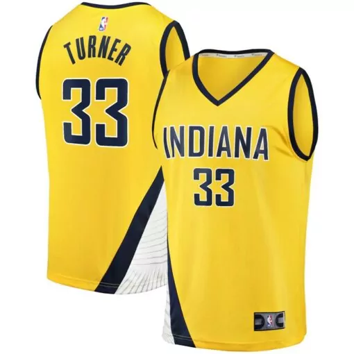 Customizable Myles turner indiana pacers fast break jersey statement edition gold 4764
