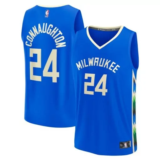 Custom Pat connaughton milwaukee bucks fastbreak jersey city edition royal 8120