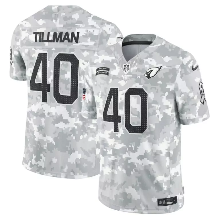 Custom Pat tillman arizona cardinals nike 2024 salute to service retired player limited jersey arctic camo 7314