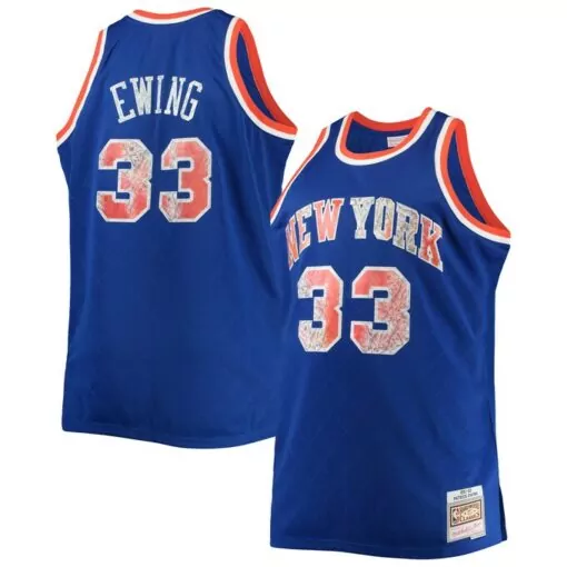Customizable Patrick ewing new york knicks 199192 nba 75th anniversary diamond jersey blue 3529