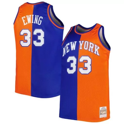 Personalized Patrick ewing new york knicks classics 199192 split jersey blueorange 5026