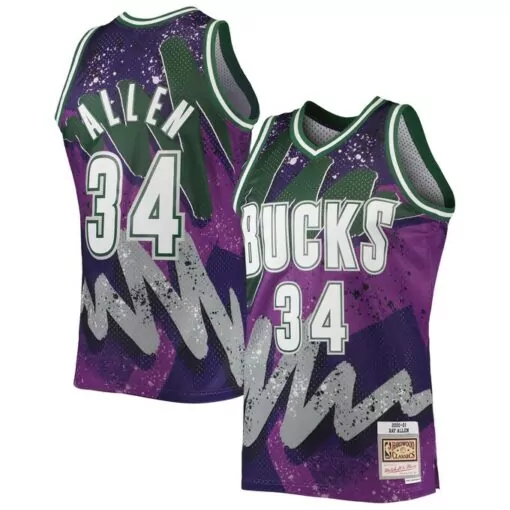 Personalized Ray allen milwaukee bucks classics 200001 hyper hoops jersey purple 8606