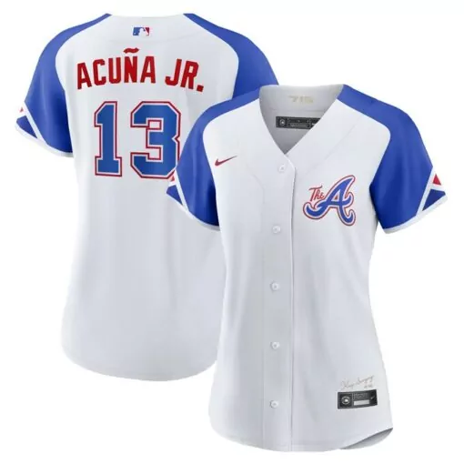 Custom Ronald acua jr atlanta braves womens city connect player jersey white 7218