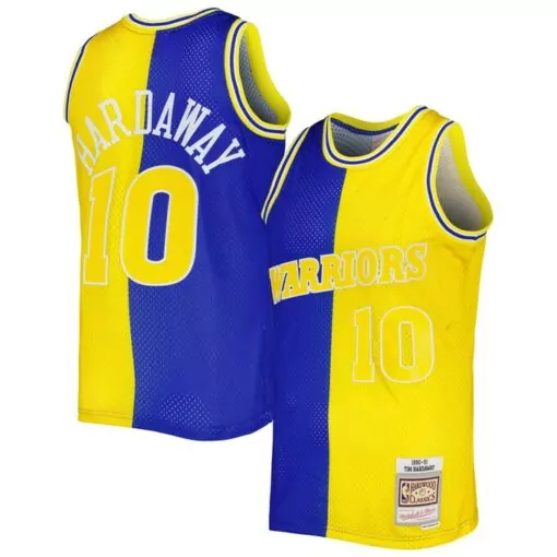 Custom Tim hardaway golden state warriors classics 199091 split jersey royalgold 9174