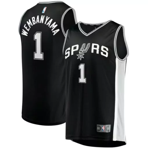 Custom Victor wembanyama san antonio spurs fast break jersey icon edition black 5375