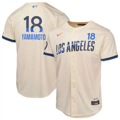 Custom Yoshinobu yamamoto los angeles dodgers 2024 city connect player jersey cream 1122