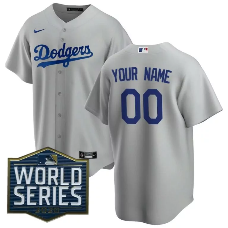Personalized 2020 world series patch los angeles dodgers alternate 2020 custom jersey gray