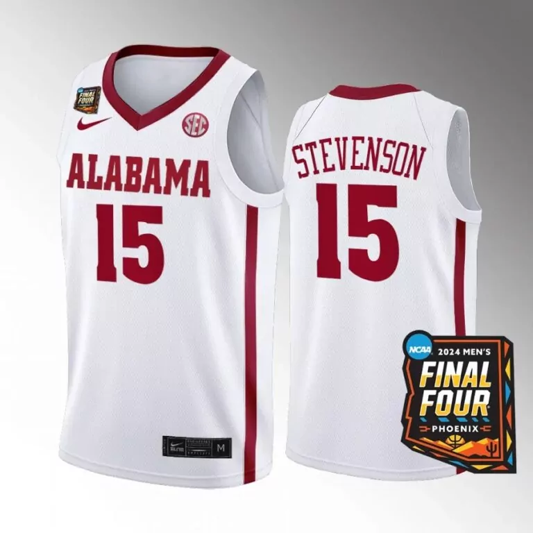 Customizable Alabama crimson tide 15 jarin stevenson 2024 ncaa march madness final four men s white jersey