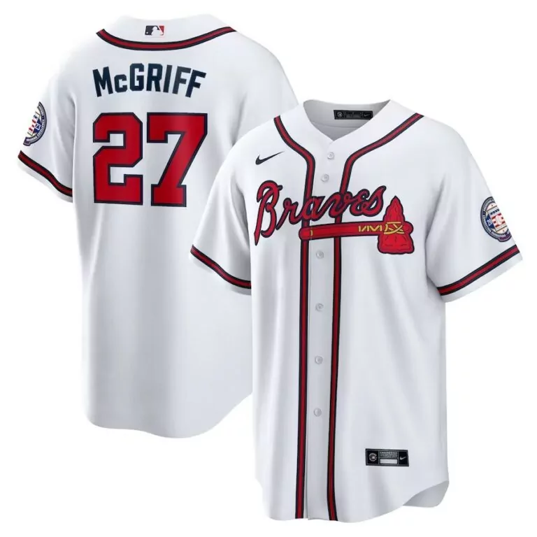 Custom Atlanta braves 27 fred mcgriff 2023 hall of fame patch inline jersey white