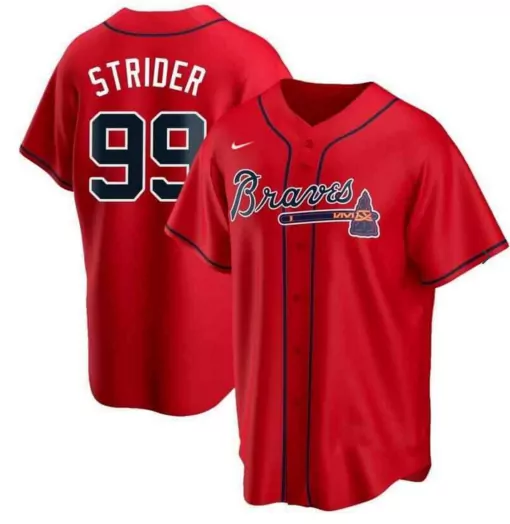 Custom Atlanta braves 99 spencer strider red cool base stitched baseball jersey