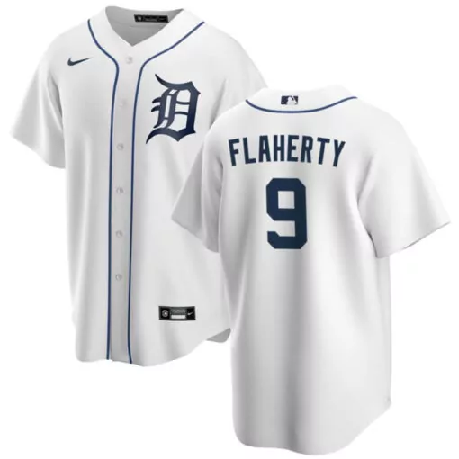 Personalized Detroit tigers 9 jack flaherty white cool base stitched baseball jersey