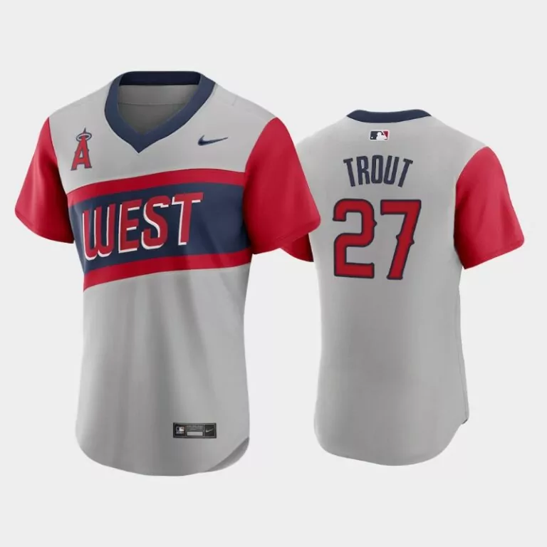 Customizable Los angeles angels 27 mike trout 2021 little league classic road gray jersey