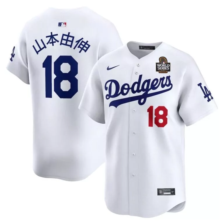 Personalized Los angeles dodgers 18 yoshinobu yamamoto white japanese nameplate home limited player jersey 2