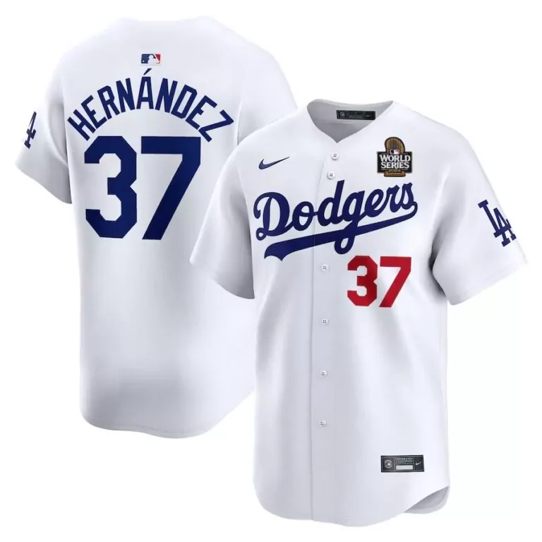Personalized Los angeles dodgers 37 teoscar hernandez white home limited player jersey 2