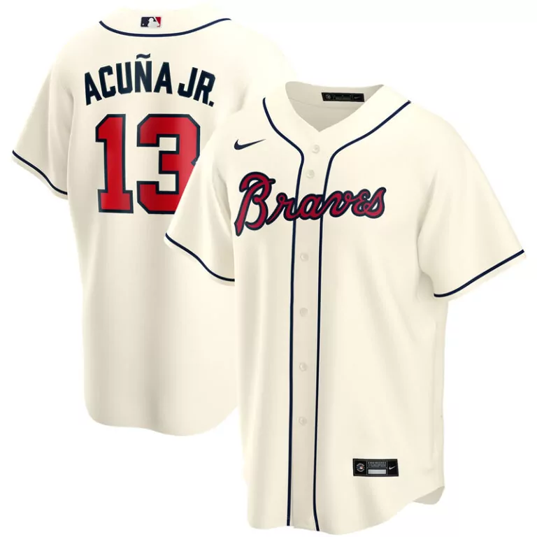 Customizable Men s atlanta braves ronald acuna jr cream alternate 2020 player jersey 3