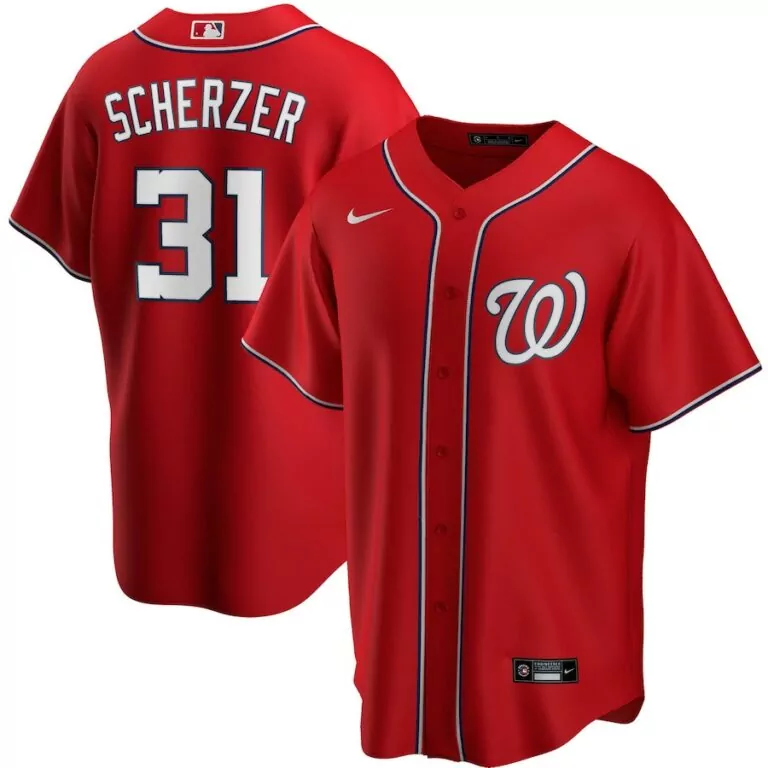 Custom Men s max scherzer red washington nationals alternate 2020 player jersey 1