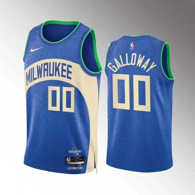 Custom Milwaukee bucks 00 jaylin galloway 2023 24 blue city edition men jersey
