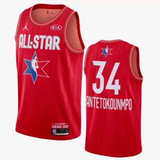 Personalized Milwaukee bucks 34 giannis antetokounmpo 20 all star red color jersey png