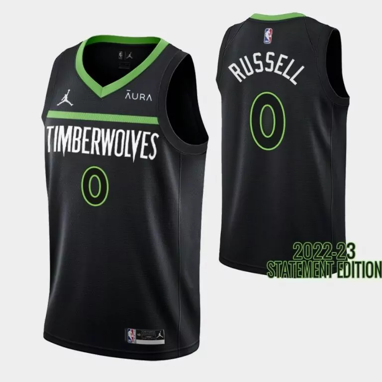 Customizable Minnesota timberwolves 0 d angelo russell 2022 23 statement edition jersey black