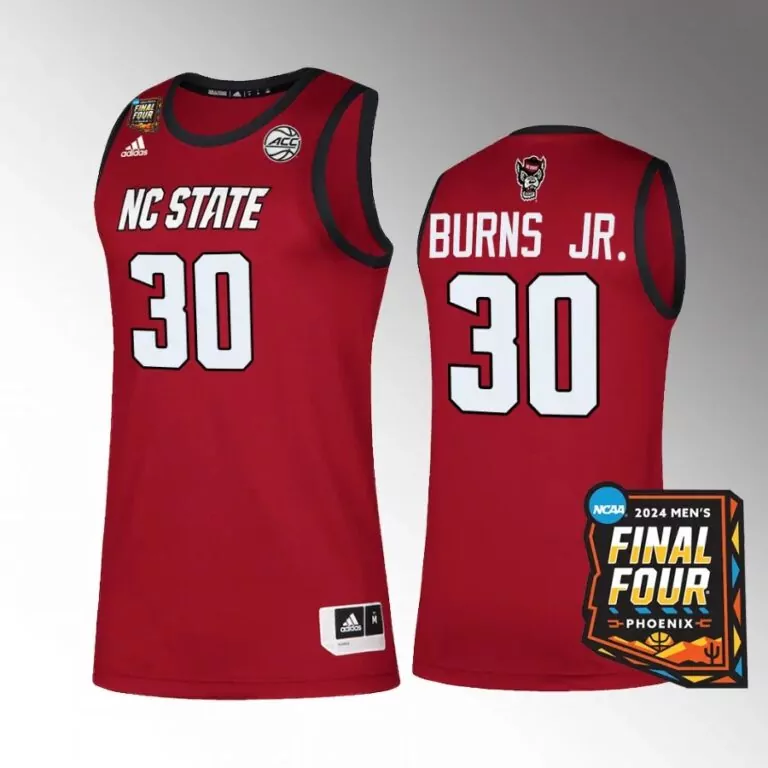 Personalized Nc state wolfpack 30 dj burns jr 2024 ncaa march madness final four red jersey mens basketball