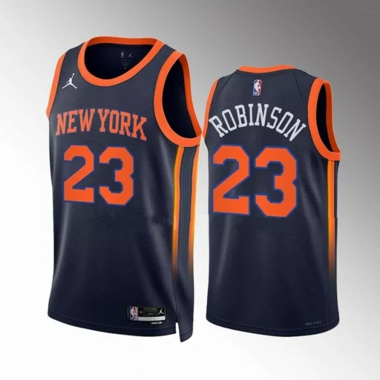 Personalized New york knicks 23 mitchell robinson navy statement edition 2022 23 jersey