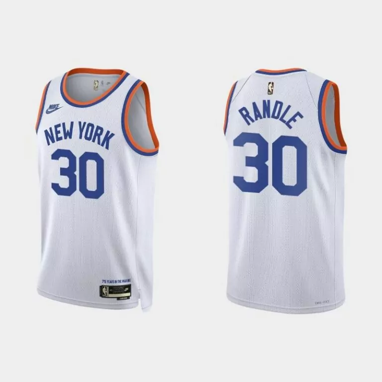 Custom New york knicks 30 julius randle 21 22 75th anniversary white retro jersey