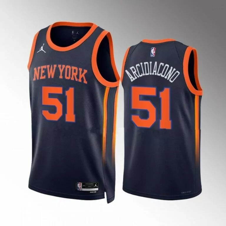 Customizable New york knicks 51 ryan arcidiacono navy statement edition 2022 23 jersey