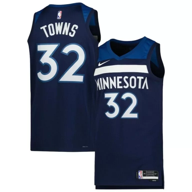 Custom Minnesota timberwolves 32 karl anthony towns unisex 202223 swingman jersey icon edition navy