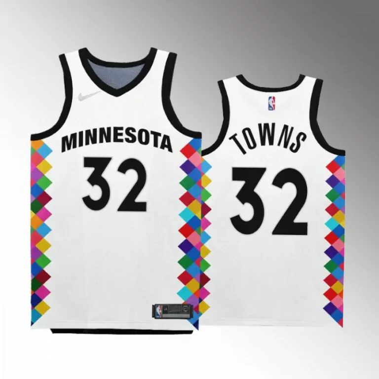 Custom Minnesota timberwolves karl anthony towns 2022 23 city edition white 32 jersey bob dylan