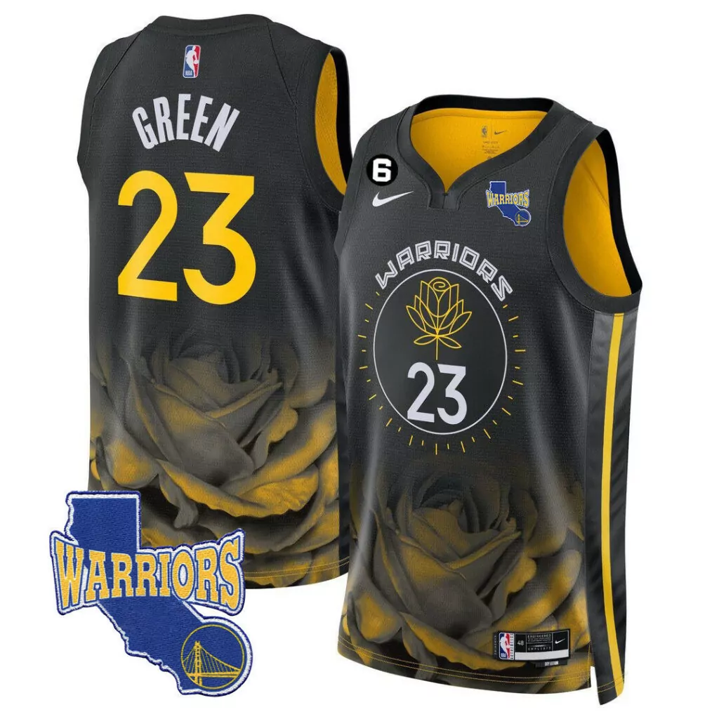 Custom 22 23 city black draymond green golden state warriors 2023 24 california state patch jersey all stitched 9133