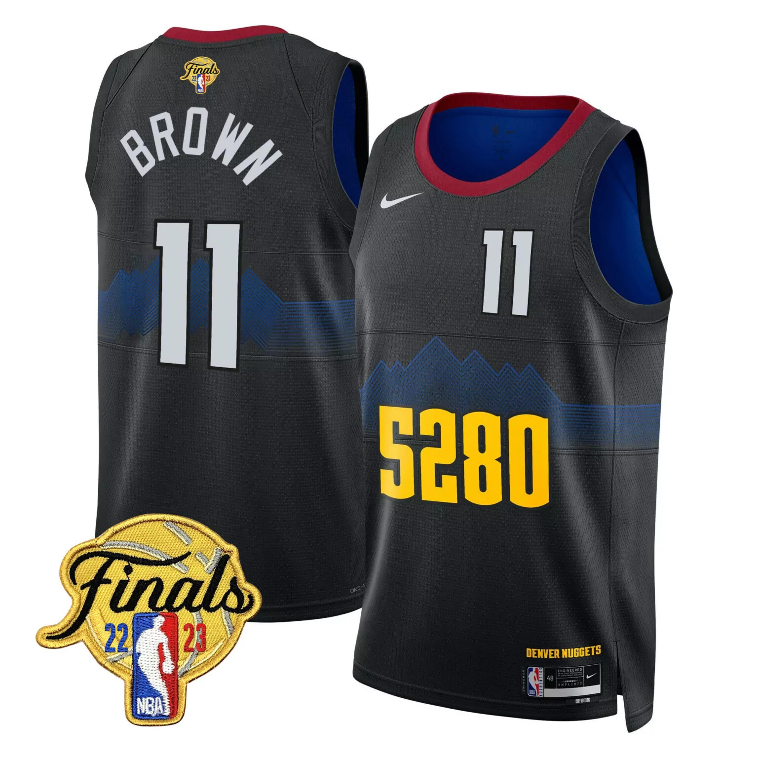Customizable 5280 city bruce brown denver nuggets 2023 finals patch collection jersey v2 all stitched 8105