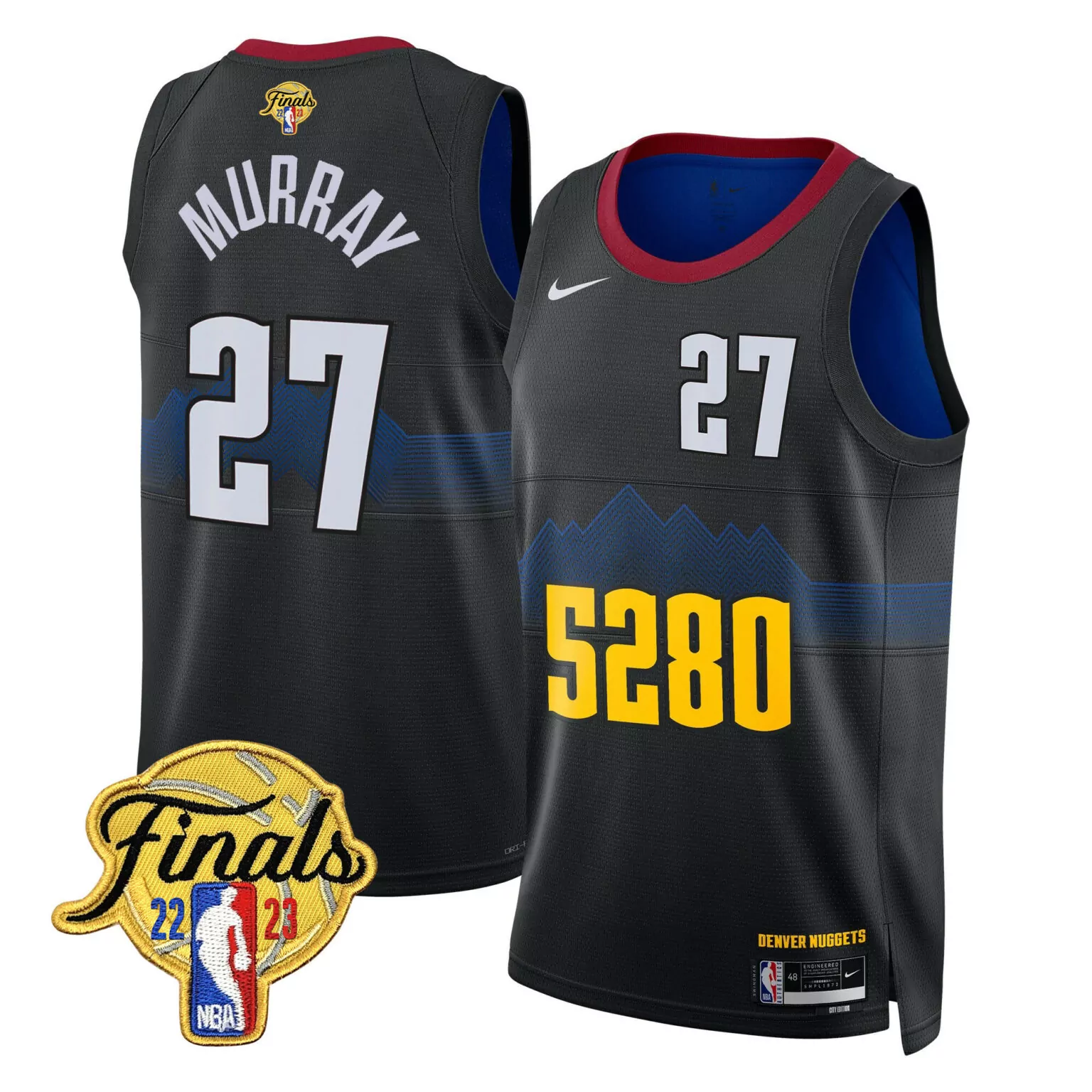 Custom 5280 city jamal murray denver nuggets 2023 finals patch collection jersey v2 all stitched 5256