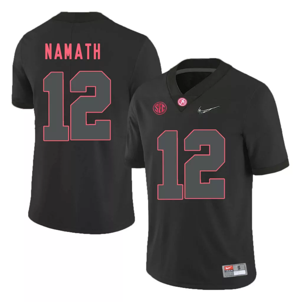 Customizable Alabama crimson tide 12 joe namath black with diamond logo college jersey 6990